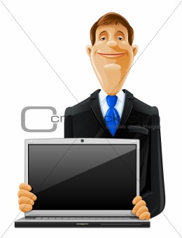 handsome man with laptop