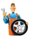auto mechanic with wheel