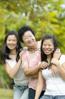 Senior lady and her daughters