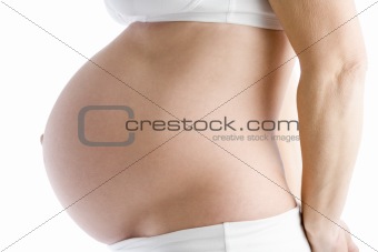Pregnant woman's exposed belly
