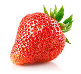 strawberry berry with green leaf