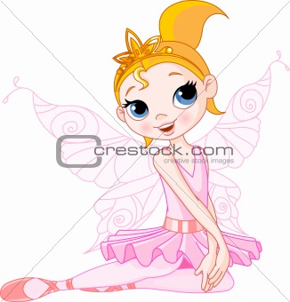 Cute fairy ballerina sitting