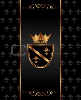 vintage dark golden card with heraldic elements