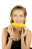 woman eating corn-cob
