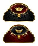 set gold vintage labels with crown