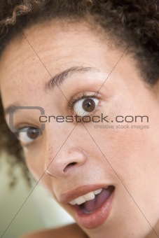 Head shot of surprised woman
