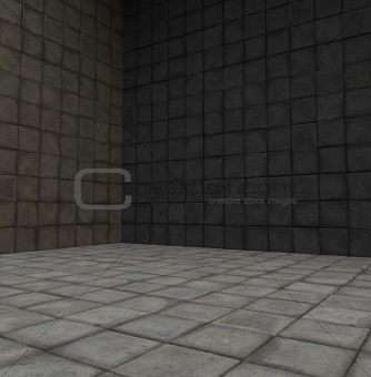 3d render tiled stone empty space