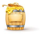 wooden barrel full of honey