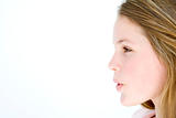 Teenage girl standing with mouth open