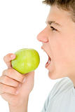 Boy eating apple