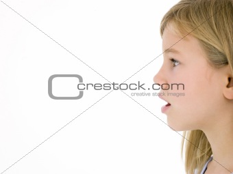 Young girl with mouth open