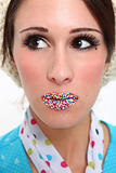 Colorful Candy Covered Lips on a Beautiful Brunette Model
