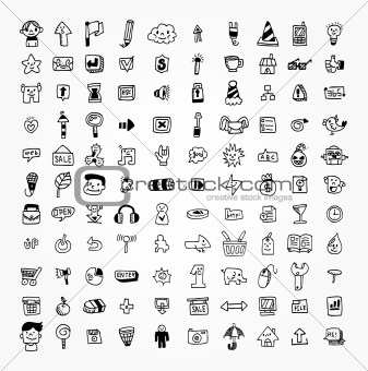 100 hand draw web icon
