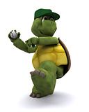 Tortoise playing baseball