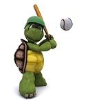 Tortoise playing baseball