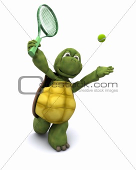 Tortoise playing tennis