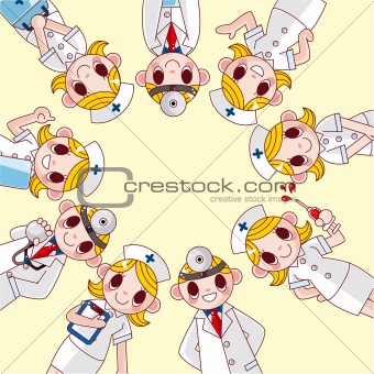 cartoon doctor and nurse card