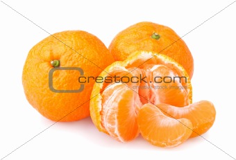 Ripe tangerines with slices
