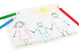 Children's drawing of happy family
