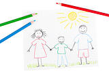 Children's drawing of happy family