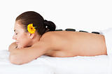 Beautiful woman having a hot stone massage