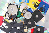 hard drive, floppy disc, and cd-rom 