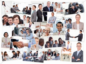 Collage of business people working