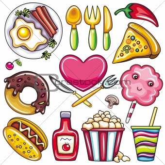 Set of ready-to-eat food icons part 2