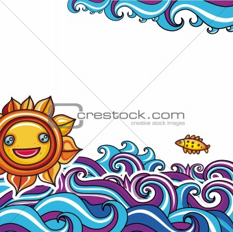 Sun and waves vacation background 4