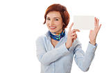 Businesswomen holding a business card