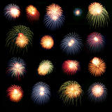 Brightly colorful fireworks  in the night sky 