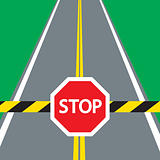 road barrier and traffic sign STOP