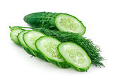 sliced cucumber and dill