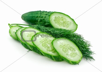 sliced cucumber and dill