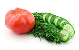 tomato, sliced cucumber and dill