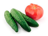 three cucumbers and tomato