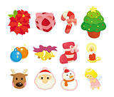 cute cartoon Christmas element icon set