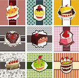 9 cute cartoon cake card set