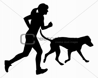 Woman jogs with dog