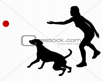 Dog training with ball