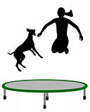 Woman and dog trampoline