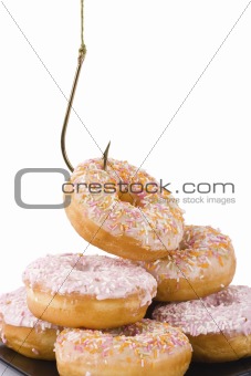 Doughnuts being hooked