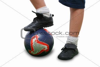 Close up of a soccer player isolated on white