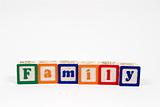 Family in block letters