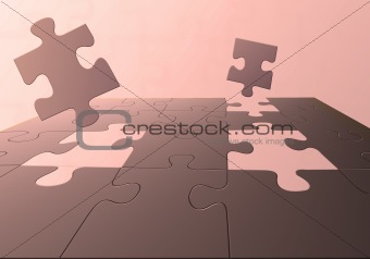 Puzzle in 3D with floating parts.