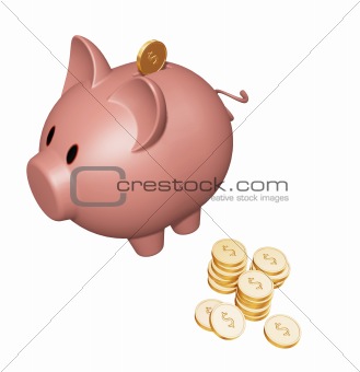 Piggy bank with dollars