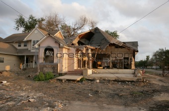 A flood damaged home near the breach of the 17th Street Canal in New Orleans.