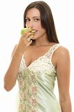 Snacking Healthy, woman with apple