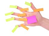 Hand with post-it notes