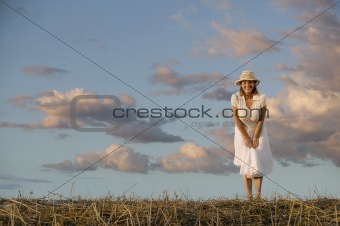 Woman Against a Cloudy Sky